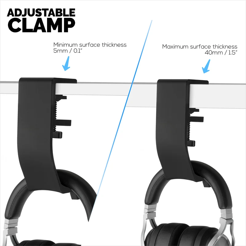 Brainwavz Claw – Kopfhörer-Aufhänger für unter den Schreibtisch, zum Anschrauben, einfach zu installieren mit verstellbarer Befestigungsklemme, für alle Headsets geeignet