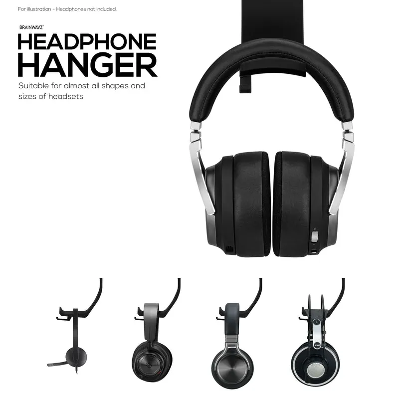 Brainwavz Claw – Kopfhörer-Aufhänger für unter den Schreibtisch, zum Anschrauben, einfach zu installieren mit verstellbarer Befestigungsklemme, für alle Headsets geeignet