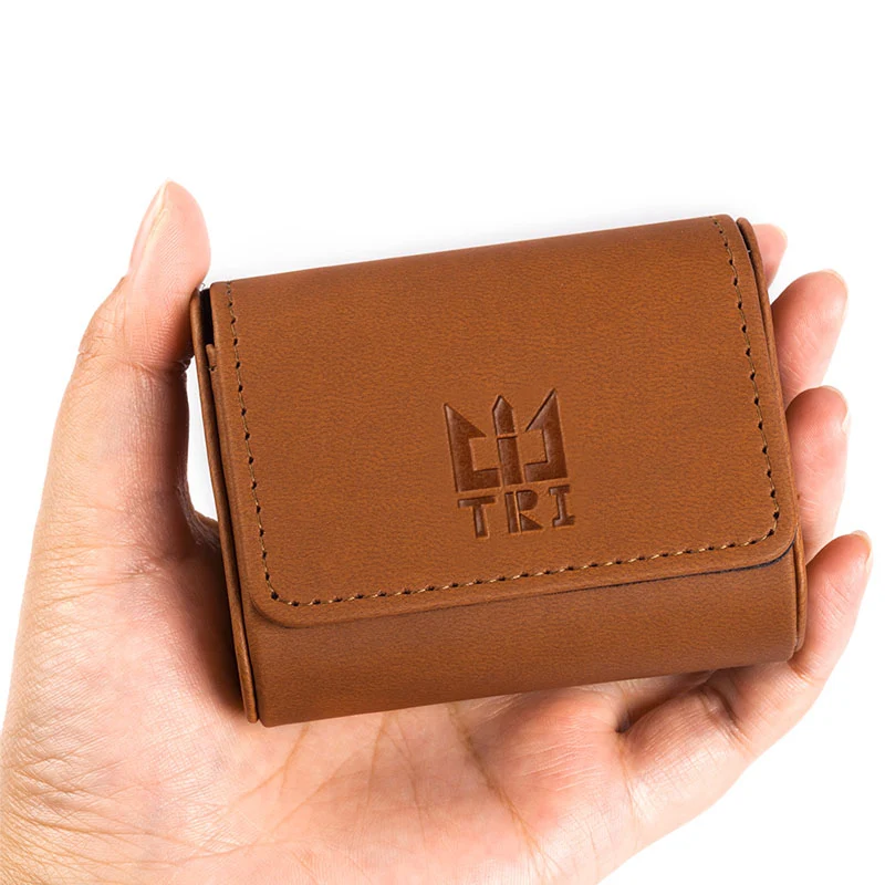 【TRI Leather Case 】High-end Leather Earphone Case Earphones and Cables Storage Case