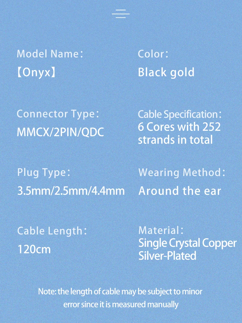 【TRI Onyx——Clearance】 6 Cores 6N Single Crystal Copper Silver-Plated Cable