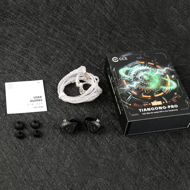 【CCZ CZ12 · TianGong Pro 】 Hybrid 1DD 5BA HiFi In-Ear Monitors – All-Metal Design, High Resolution, Immersive Sound for Audiophile, Gaming & Music