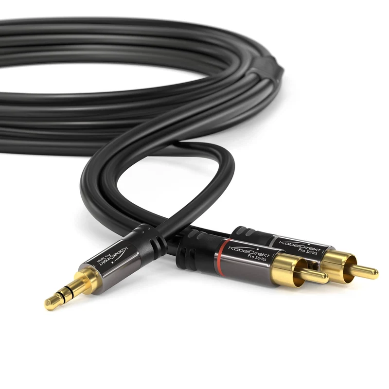 Adapterkabel, Aux Klinke/3,5mm zu 2 Cinch/RCA, Y-Audiokabel zum Anschluss von Smartphones/Notebooks