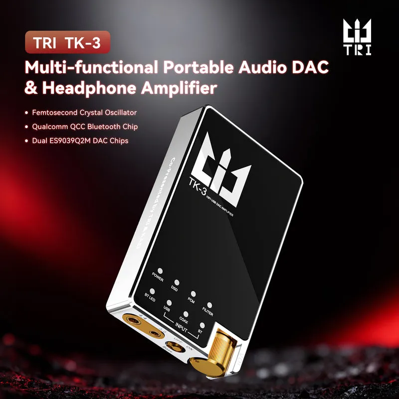 【TRI TK3】DAC/AMP Multi-functional Portable Audio DAC & Headphone Amplifier with USB/Bluetooth/Coaxial SPDIF Inputs