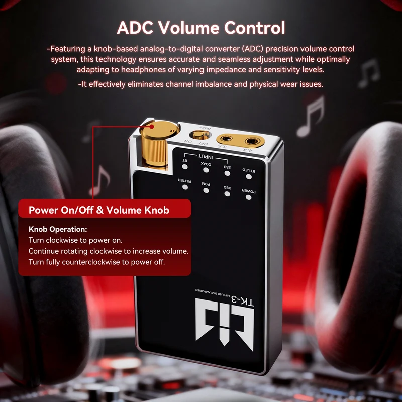 【TRI TK3】DAC/AMP Multi-functional Portable Audio DAC & Headphone Amplifier with USB/Bluetooth/Coaxial SPDIF Inputs