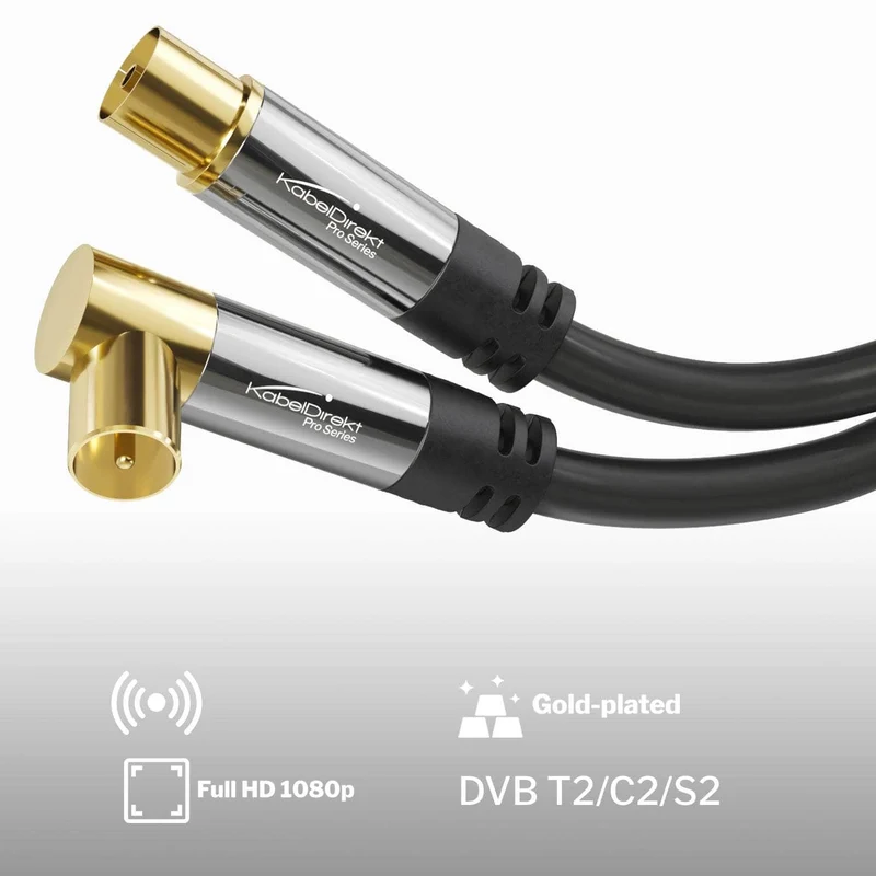 Antennenkabel – 90° gewinkelter Koax Stecker > gerade Koax Buchse