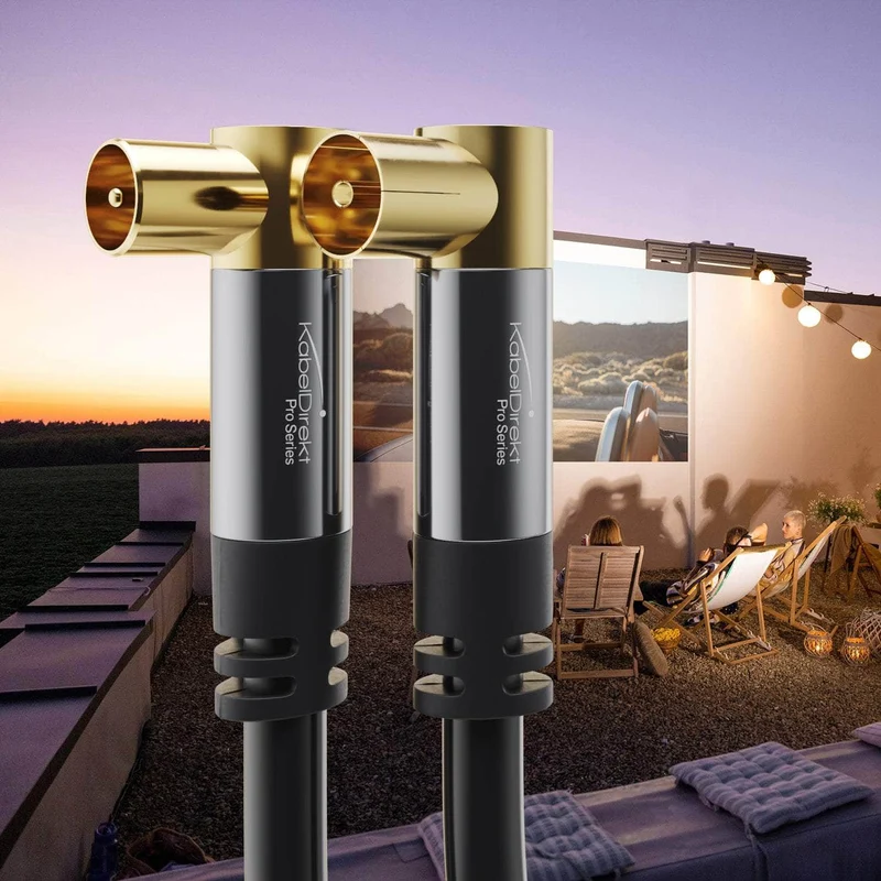 Antennenkabel - 90° gewinkelter Koax Stecker > gewinkelte Koax Buchse