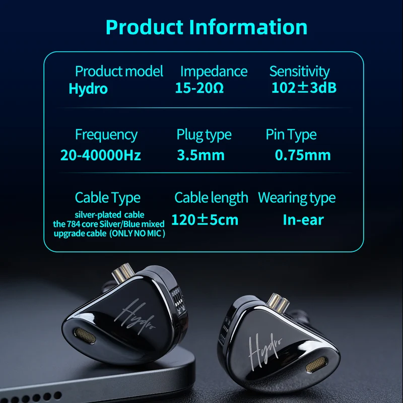 【CCA Hydro】2DD 8BA Hybrid Driver in Ear Monitor Headphones with 4 Tuning Switches, Gaming Earbuds