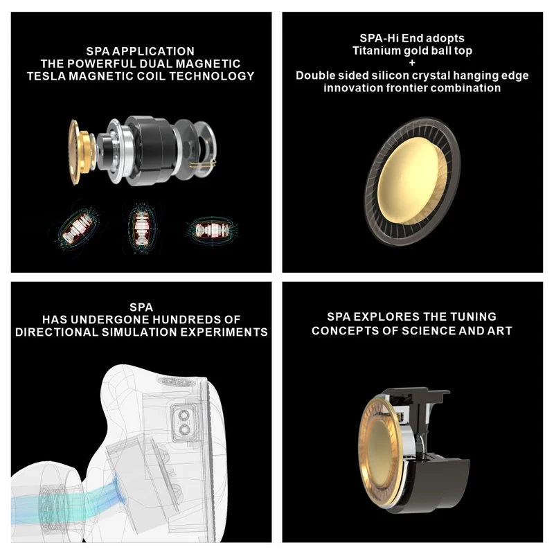 【EarAcoustic Audio SPA-Hi End Ultra】11.4mm Titanium Gold Ball Top+Silicon Crystal Edge Composite Diaphragm DD IEM Headphones