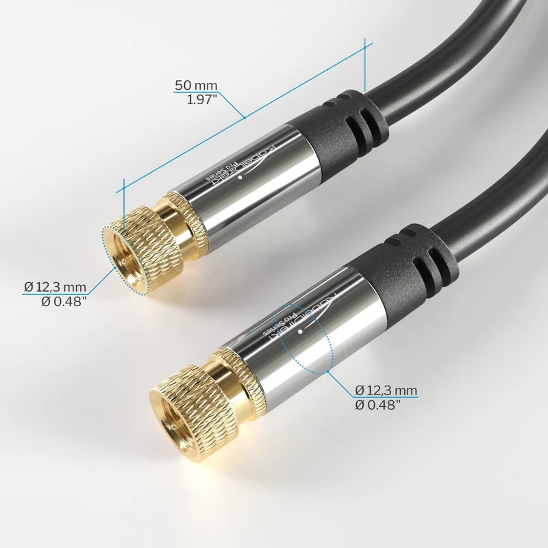 SAT Kabel: F-Stecker, 75 Ohm - Koaxialkabel geeignet für TV, HDTV, Radio, DVB-T, DVB-C, DVB-S, DVB-S2