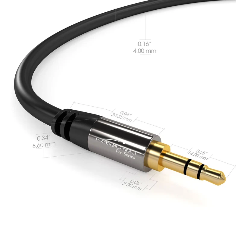 AUX Audio & Klinkenkabel - unzerstörbar konstruiert & optimal geeignet für Smartphones - schwarz