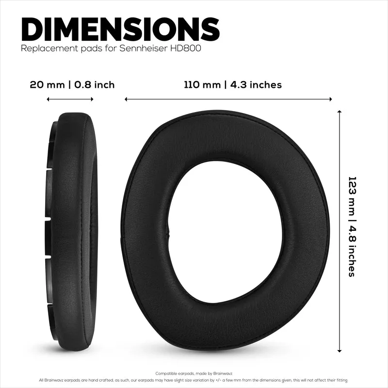 Pad Telinga Gantian untuk Fon Kepala Permainan Sennheiser HD800 & H800S, Kulit PU, Busa Memori Keselesaan Tambahan, Dinaik Taraf, Tahan Lama & Tahan Lama