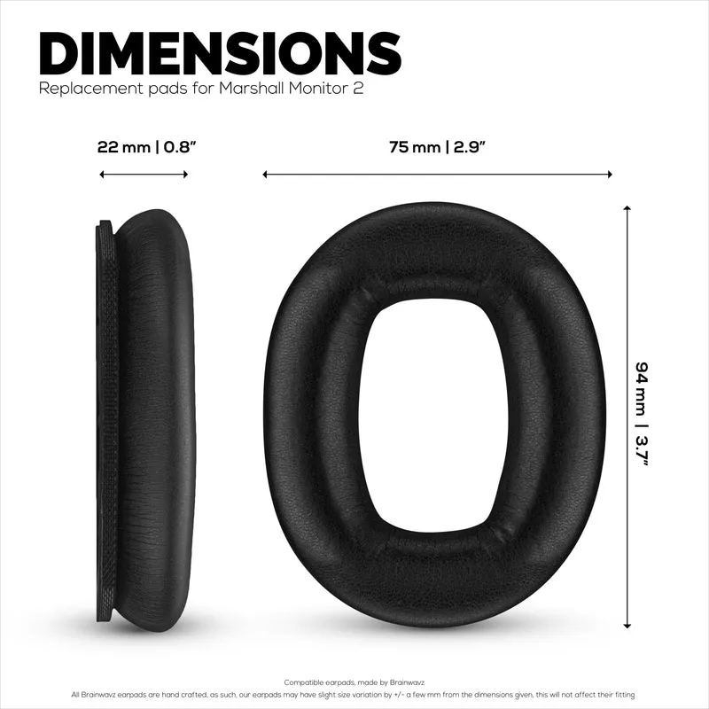 Ersatz-Ohrpolster für Marshall Monitor 2-Kopfhörer, PU-Leder, Memory Foam für zusätzlichen Komfort, verbesserte, strapazierfähige und langlebige Ohrpolster