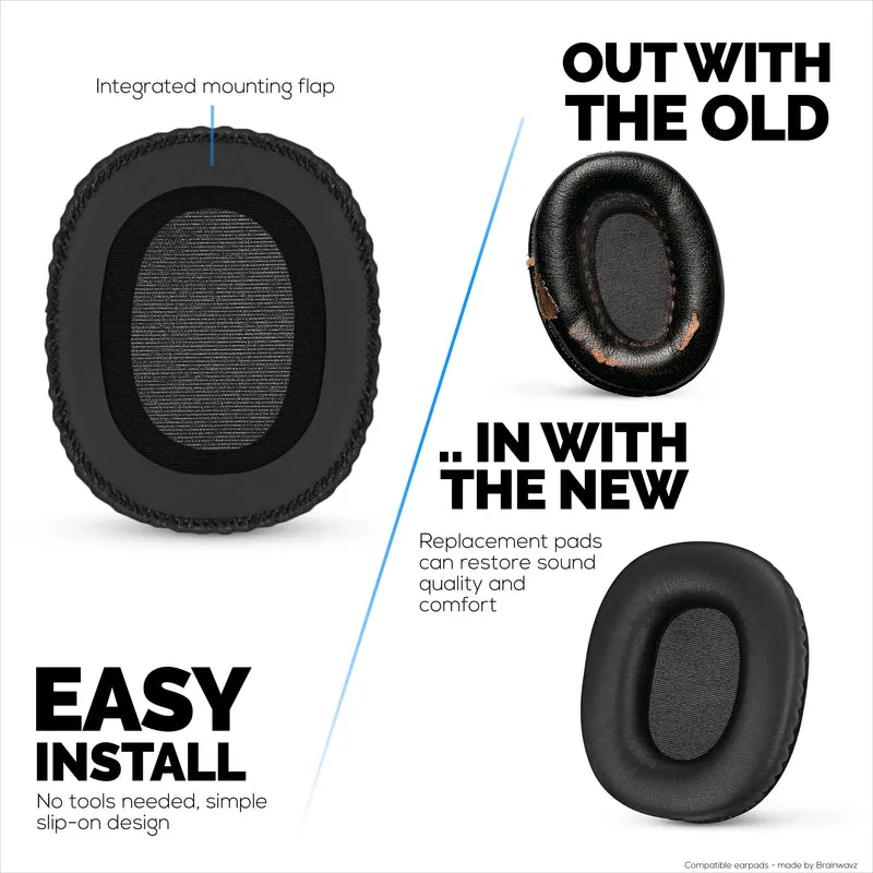 Ersatz-Ohrpolster für Marshall Monitor/Monitor Bluetooth-Kopfhörer (1. Generation), PU-Leder, Memory Foam für zusätzlichen Komfort, verbesserte, strapazierfähige und langlebige Ohrpolster