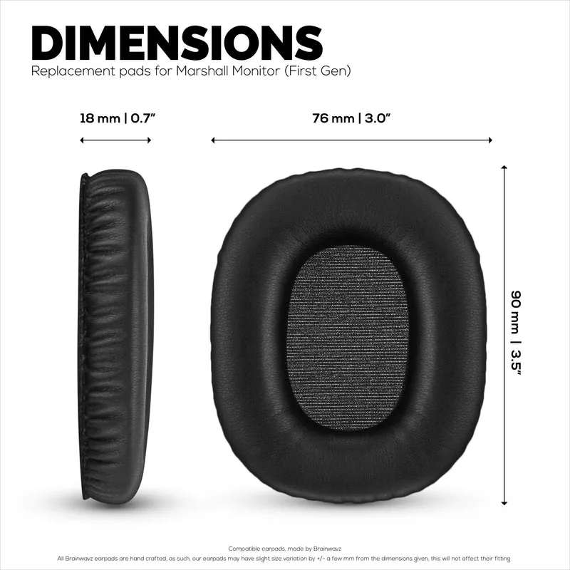 Ersatz-Ohrpolster für Marshall Monitor/Monitor Bluetooth-Kopfhörer (1. Generation), PU-Leder, Memory Foam für zusätzlichen Komfort, verbesserte, strapazierfähige und langlebige Ohrpolster