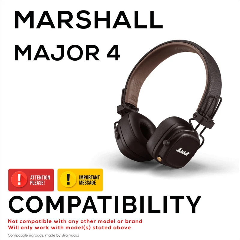 Ersatz-Ohrpolster für Marshall Major 4-Kopfhörer, PU-Leder, Memory Foam für zusätzlichen Komfort, verbesserte, robuste und langlebige Ohrpolster