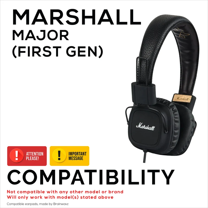 Ersatz-Ohrpolster für Marshall Major-Kopfhörer (1. Generation), PU-Leder, weicher Schaumstoff für zusätzlichen Komfort, verbesserte, robuste und langlebige Ohrpolster