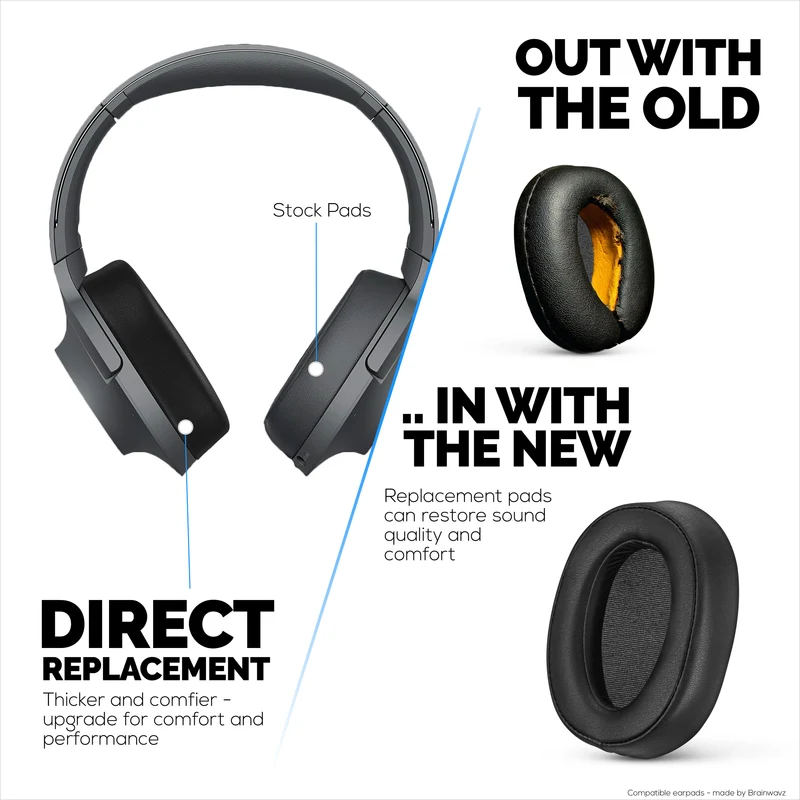 Ersatz-Ohrpolster für Sony WH-H900N und MDR-100ABN Kopfhörer, PU-Leder, Memory Foam