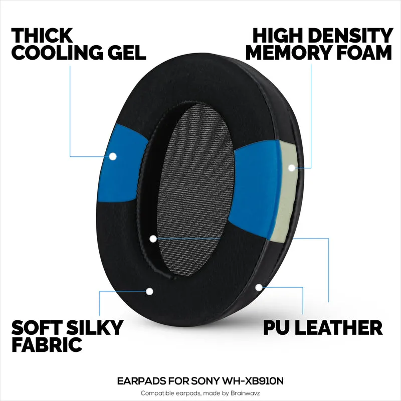 Pad Telinga Hibrid untuk Fon Kepala Sony WH-XB910N, Gel Sejuk, Fabrik Super Lembut, Kulit PU & Busa Memori Lebih Tebal