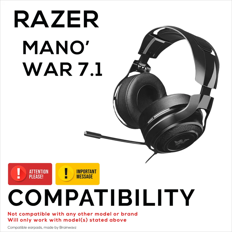 Ersatz-Ohrpolster für Razer MANO'WAR 7.1, PU-Leder, Memory Foam für zusätzlichen Komfort,