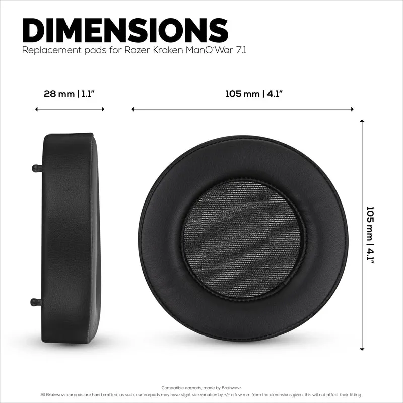 Ersatz-Ohrpolster für Razer MANO'WAR 7.1, PU-Leder, Memory Foam für zusätzlichen Komfort,