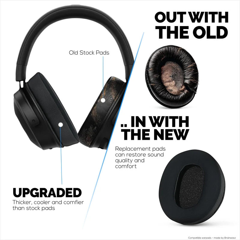 Hybrid-Ohrpolster für Razer Kraken PRO V3-Kopfhörer, Cool Gel, PU-Leder und dicker Memory Foam