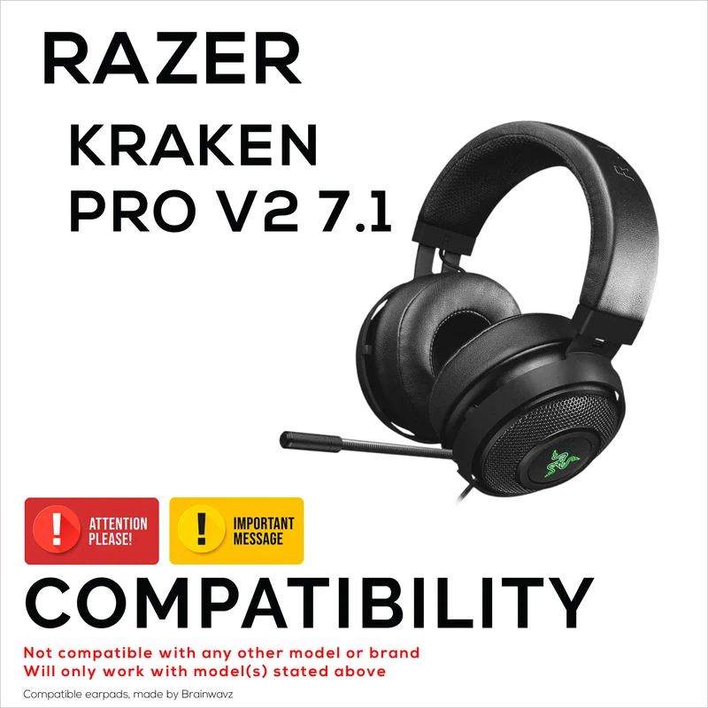 Hybrid-Ohrpolster für Razer Kraken PRO V2 7.1-Kopfhörer, cooles Gel, PU-Leder und dicker Memory-Schaum