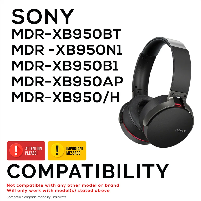 Pad Telinga Gantian untuk Fon Kepala Sony MDR-XB950BT, XB950N1, XB950B1, XB950AP & XB950/H, Kulit PU, Busa Memori