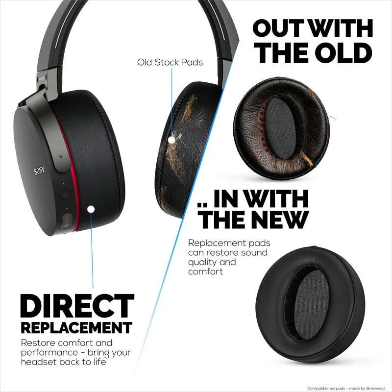 Pad Telinga Gantian untuk Fon Kepala Sony MDR-XB950BT, XB950N1, XB950B1, XB950AP & XB950/H, Kulit PU, Busa Memori