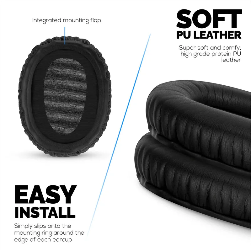 Pad Telinga Gantian untuk Fon Kepala Sony WH-CH700N, MDR-ZX770 (ZX770BN), MDR-ZX780 (ZX780DC) & MDR-10R, Kulit PU, Busa Memori