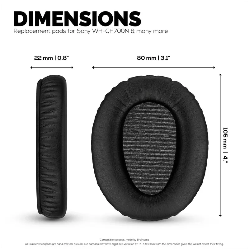 Pad Telinga Gantian untuk Fon Kepala Sony WH-CH700N, MDR-ZX770 (ZX770BN), MDR-ZX780 (ZX780DC) & MDR-10R, Kulit PU, Busa Memori