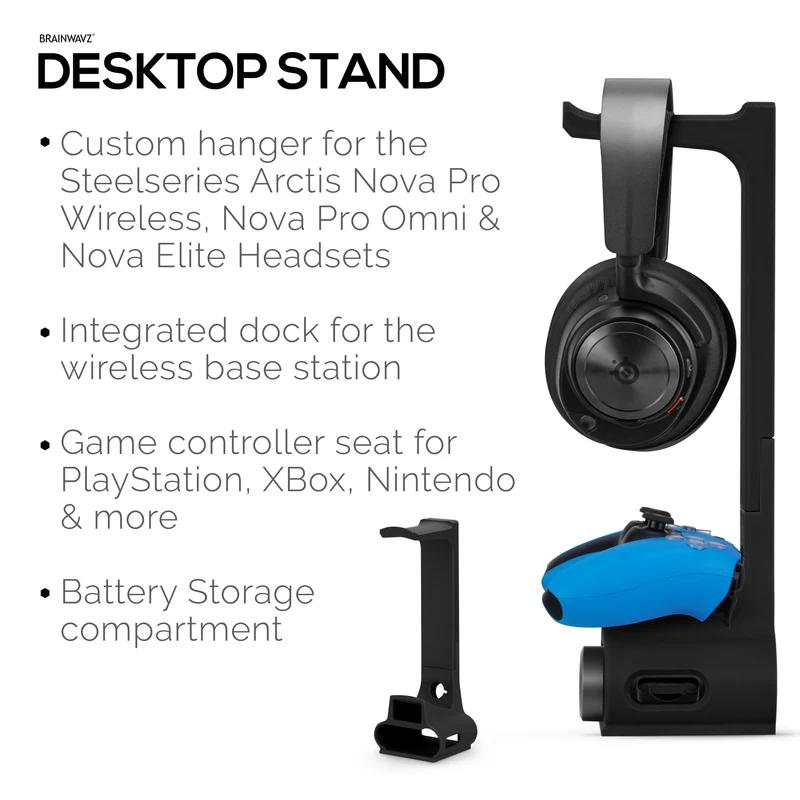 Penyangga Fon Kepala & Pengawal Permainan Direka untuk Fon Kepala Steelseries Arctis Nova Pro Wireless, Nova Pro Omni & Nova Elite dengan Dok untuk Stesen Pangkalan Tanpa Wayar