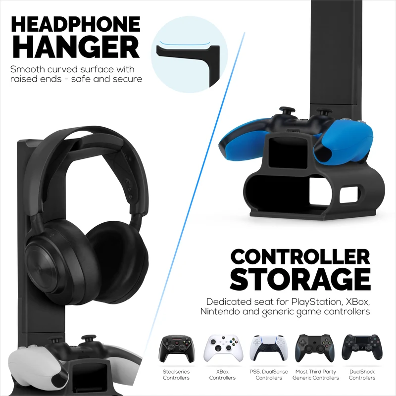 Penyangga Fon Kepala & Pengawal Permainan Direka untuk Fon Kepala Steelseries Arctis Nova Pro Wireless, Nova Pro Omni & Nova Elite dengan Dok untuk Stesen Pangkalan Tanpa Wayar