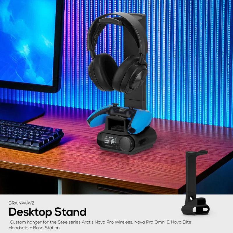 Penyangga Fon Kepala & Pengawal Permainan Direka untuk Fon Kepala Steelseries Arctis Nova Pro Wireless, Nova Pro Omni & Nova Elite dengan Dok untuk Stesen Pangkalan Tanpa Wayar