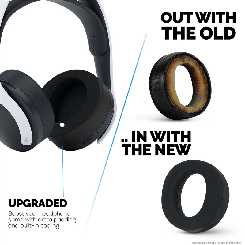 Hybrid-Ohrpolster für Sony PS5 PULSE 3D-Kopfhörer, kühles Gel, superweicher Stoff, PU-Leder und dicker Memory-Schaum