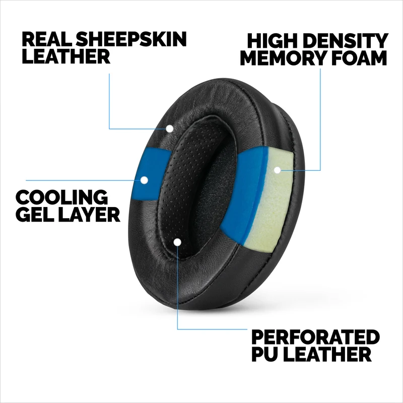 Ohrpolster aus Schaffell-Gel für HyperX Cloud 1, 2 Wireless, Core, Flight S, Alpha S Headsets und mehr, weiches Leder, kühlendes Gel, extra Komfort, strapazierfähig und langlebig