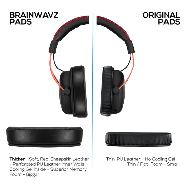 Ohrpolster aus Schaffell-Gel für HyperX Cloud 1, 2 Wireless, Core, Flight S, Alpha S Headsets und mehr, weiches Leder, kühlendes Gel, extra Komfort, strapazierfähig und langlebig