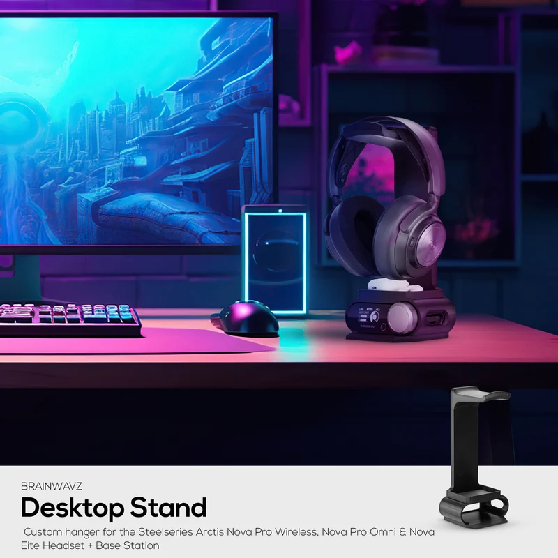 Penyangga Fon Kepala Direka untuk Fon Kepala Steelseries Arctis Nova Pro Wireless, Nova Pro Omni & Nova Elite dengan Dok untuk Stesen Pangkalan Tanpa Wayar