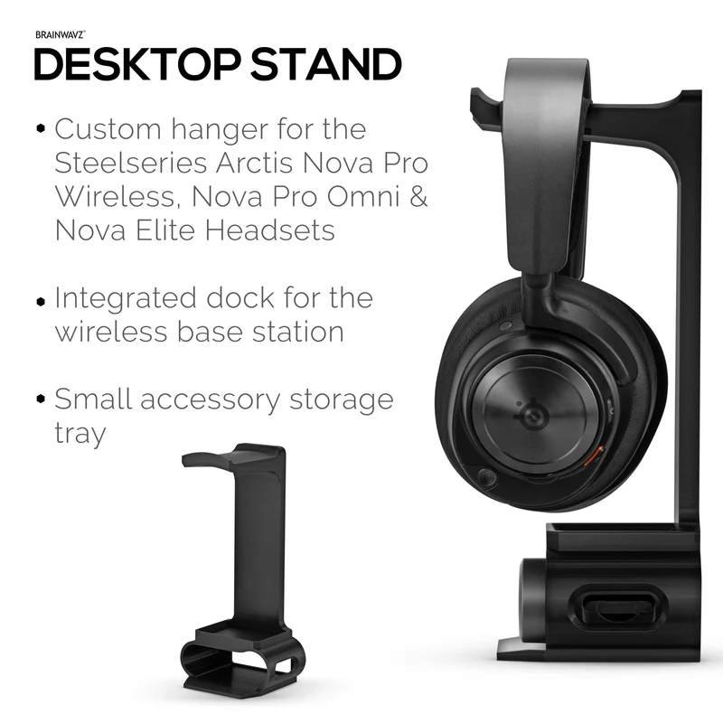 Penyangga Fon Kepala Direka untuk Fon Kepala Steelseries Arctis Nova Pro Wireless, Nova Pro Omni & Nova Elite dengan Dok untuk Stesen Pangkalan Tanpa Wayar