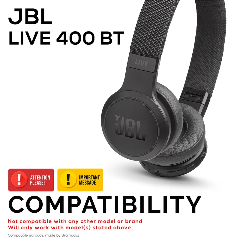 Ersatz-Ohrpolster für JBL Live 400BT-Kopfhörer – PU-Leder und Memory-Schaum