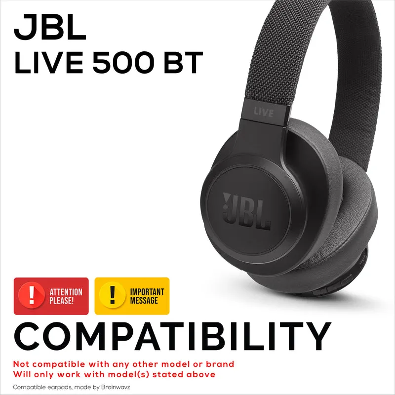 Pad Telinga Hibrid untuk Fon Kepala JBL LIVE 500BT, Gel Sejuk, Fabrik Sangat Lembut, Kulit PU & Busa Memori Lebih Tebal