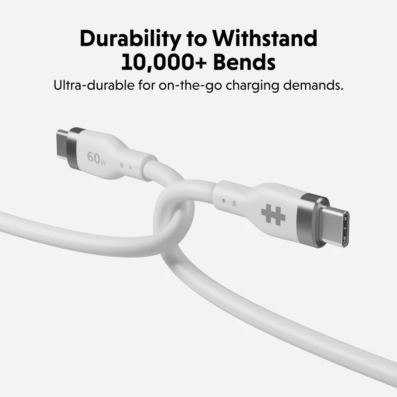 HyperJuice USB-C Silikon-Ladekabel (1.5m/5ft) - Weiß