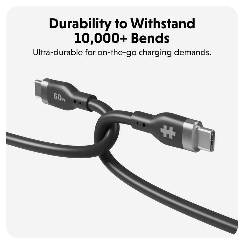 HyperJuice USB-C Silikon-Ladekabel (1,5m) - Schwarz