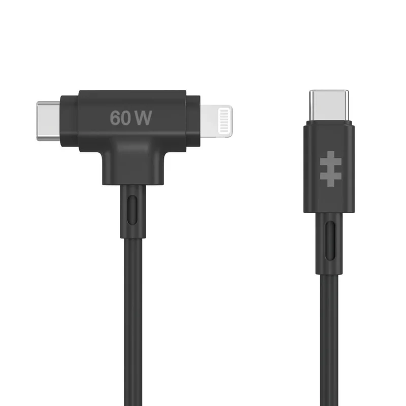 HyperJuice USB-C und Lightning Hybrid-Silikonkabel (1,5m) - Schwarz