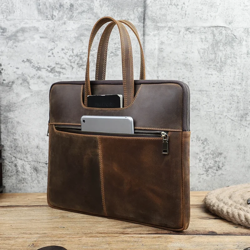 Еchtes Leder Laptop-Aktentasche für Herren
