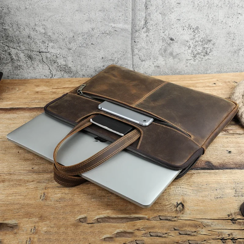 Еchtes Leder Laptop-Aktentasche für Herren