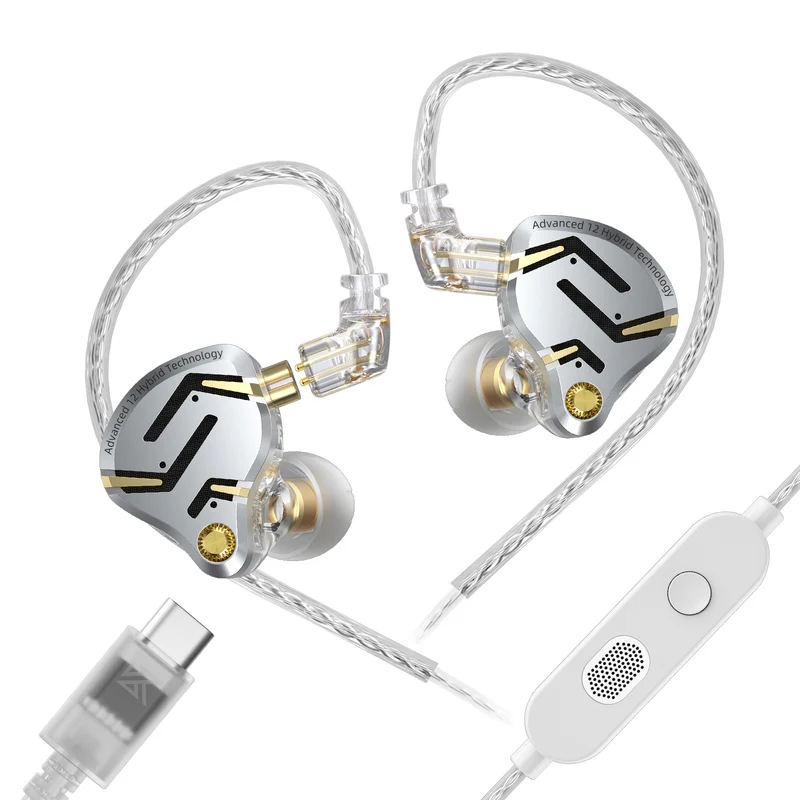 【KZ ZS12 PRO 2】Flagship-grade Super-Linear 1DD+5BA Hybrid IEM, 3.5mm, Type C Sound Card Version for Gamers
