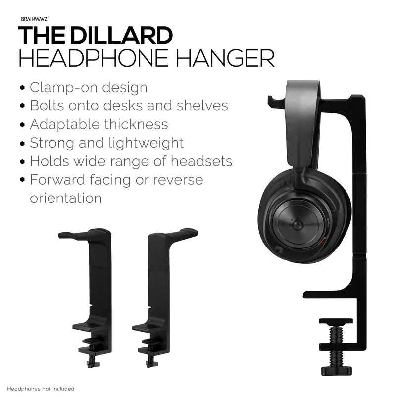 The Dillard - Seitlicher Kopfhörerständer für den Schreibtisch, passend für alle Headsets, zum Anklemmen an den Tisch