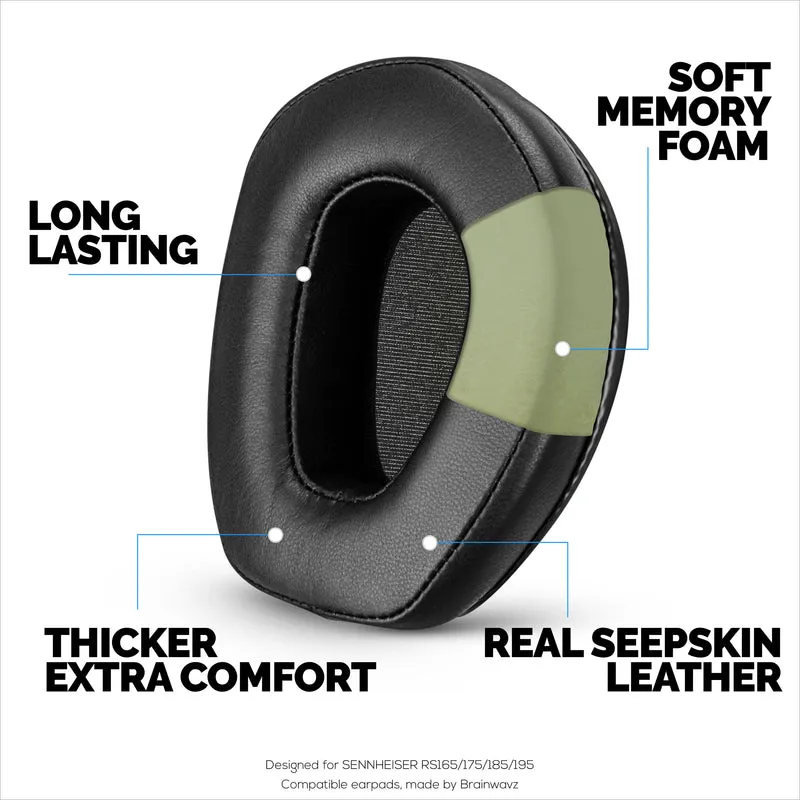 Ohrpolster aus Schaffell für die Kopfhörer SENNHEISER RS165, RS175, RS185 und RS195 – Hochwertige, weiche Ohrpolster aus echtem Leder und Memory Foam, HDR165, HDR175, HDR185, HDR195