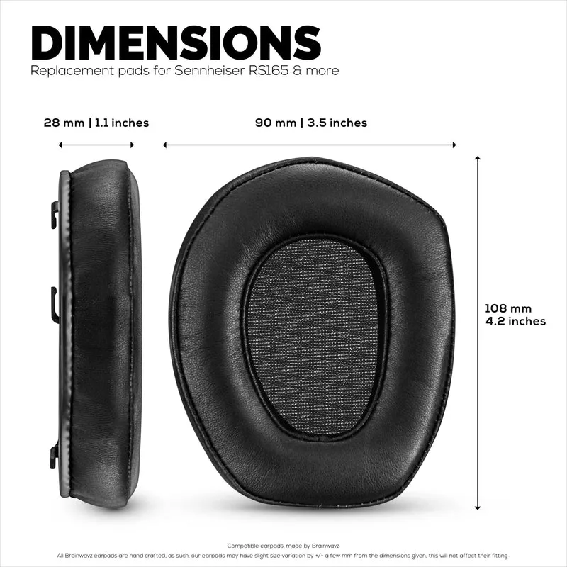 Ohrpolster aus Schaffell für die Kopfhörer SENNHEISER RS165, RS175, RS185 und RS195 – Hochwertige, weiche Ohrpolster aus echtem Leder und Memory Foam, HDR165, HDR175, HDR185, HDR195