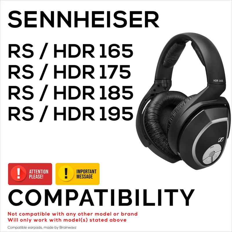 Ersatz-Ohrpolster für SENNHEISER-Kopfhörer RS165, RS175, RS185 und RS195 – weiches PU-Leder und weicher Schaumstoff